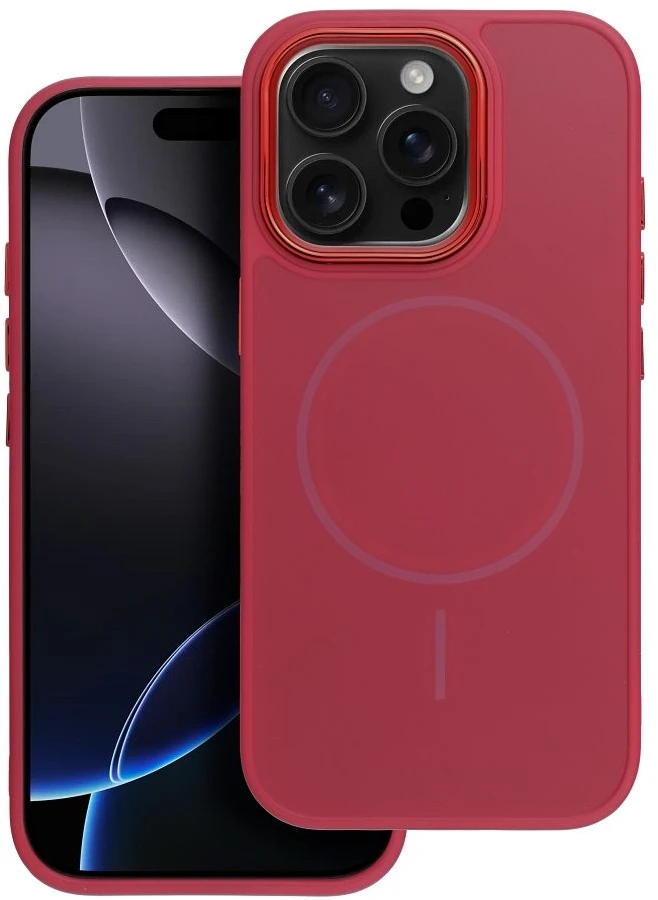 Dėklas Oem Case for iPhone 18 Pro / 17 Pro Frame Mag Cover compatible with MagSafe dark cherry