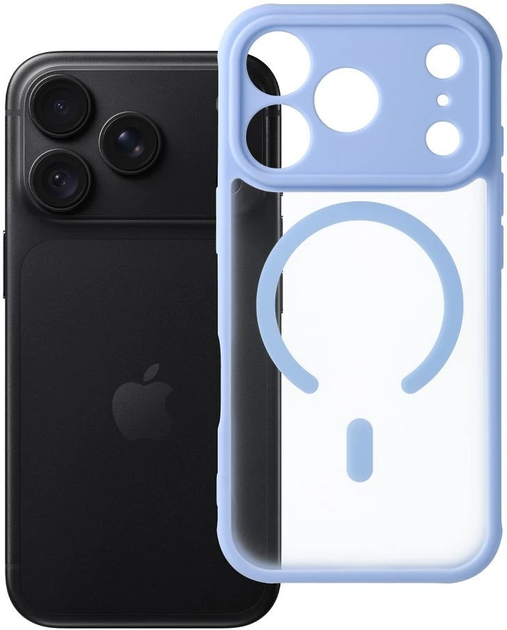 Oem dėklas iPhone 18 Pro / 17 Pro Full Matte Mag, suderinamas su MagSafe, šviesiai mėlynas