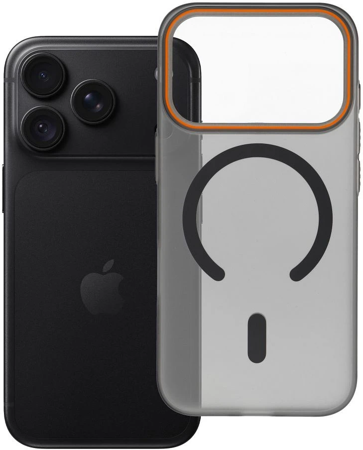 Dėklas Oem Case for iPhone 18 Pro / 17 Pro Go Oranžinis compatible with MagSafe Juodas