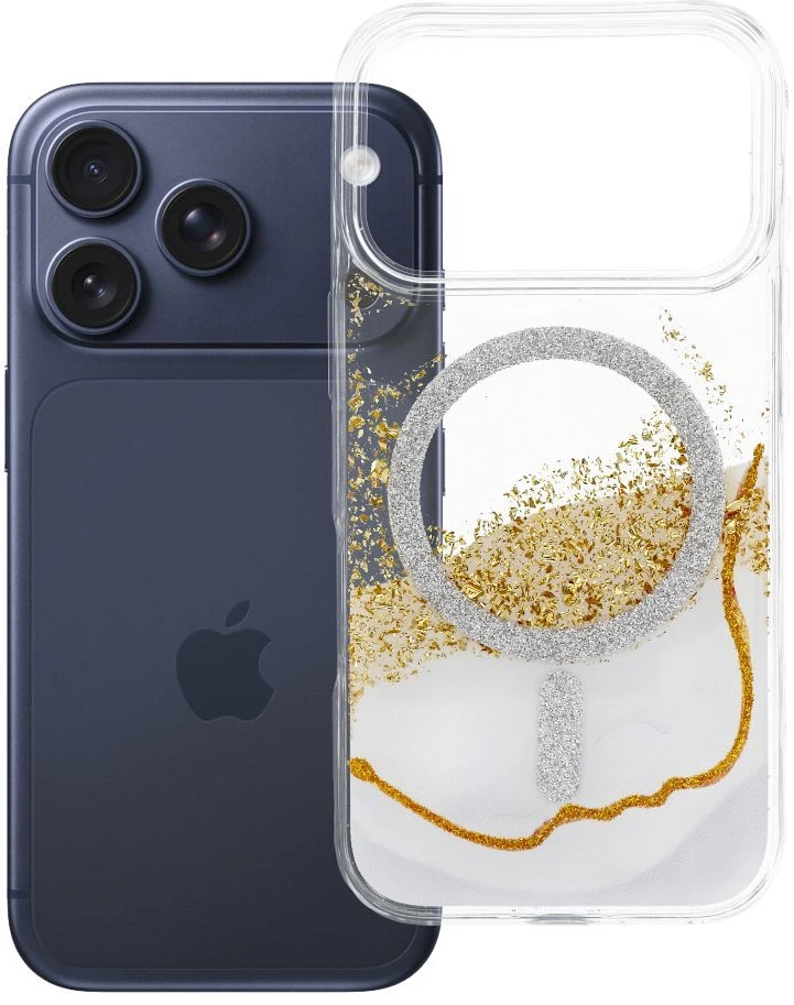 Oem dėklas, skirtas iPhone 18 Pro / 17 Pro Golden, suderinamas su MagSafe, baltas