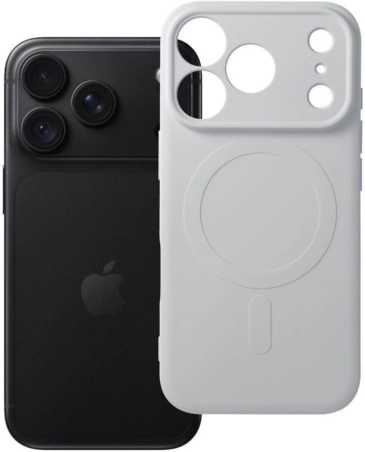Dėklas Oem Case for iPhone 18 Pro / 17 Pro Silicone Mag Cover compatible with MagSafe (camera protection) sidabrinis