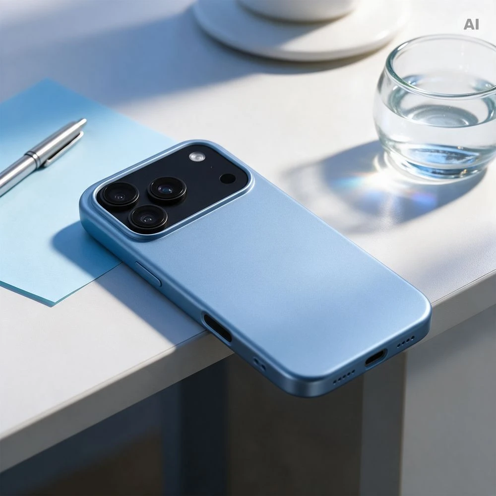 Oem dėklas, skirtas iPhone 18 Pro / 17 Pro, silikoninis, šviesiai mėlynas