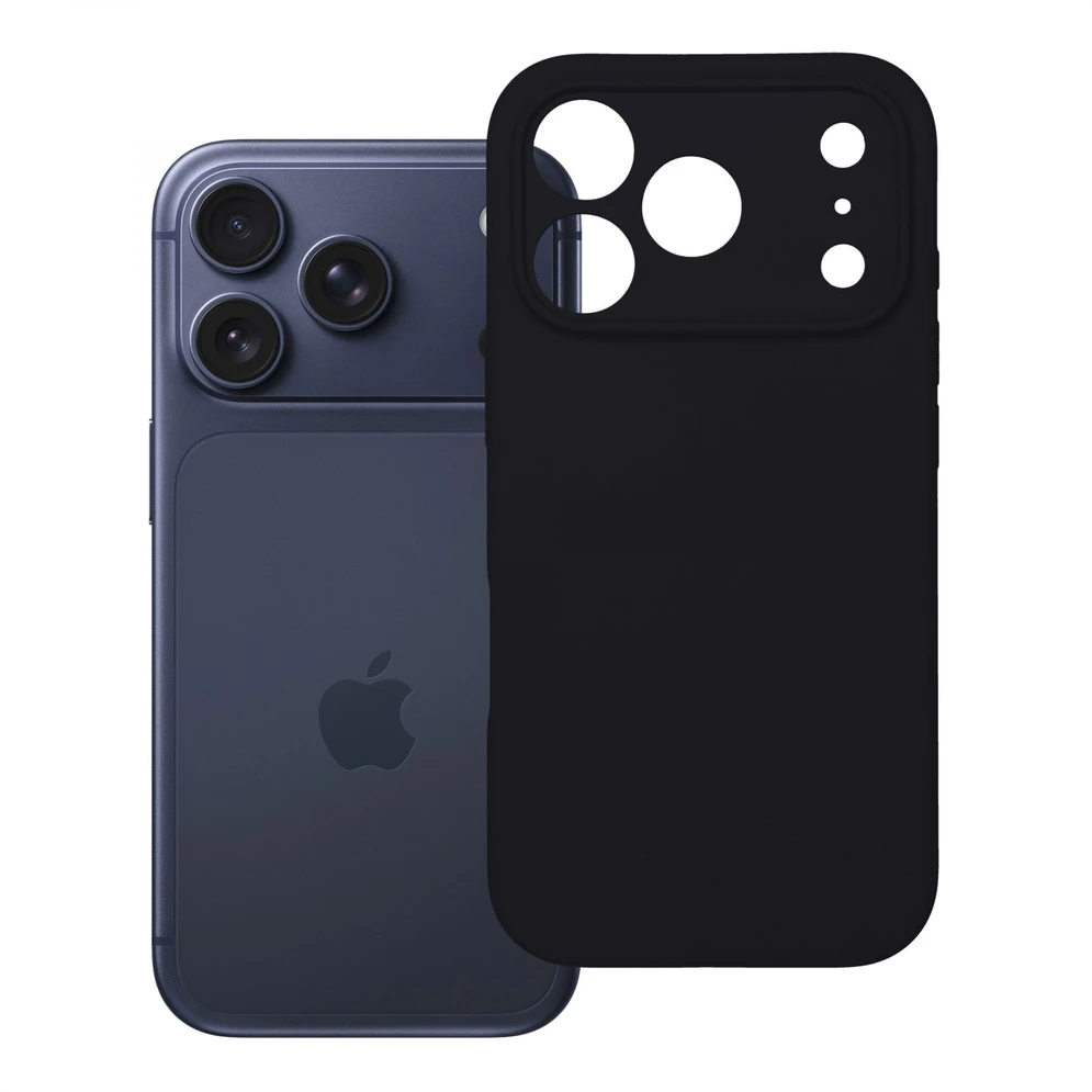 Oem dėklas iPhone 18 Pro / 17 Pro silikoninis 2mm (didelė anga) juodas