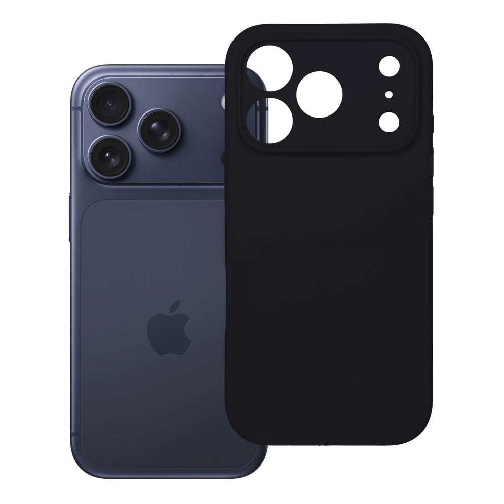 Oem dėklas iPhone 18 Pro Max / 17 Pro Max silikoninis 2 mm (didelė anga) juodas