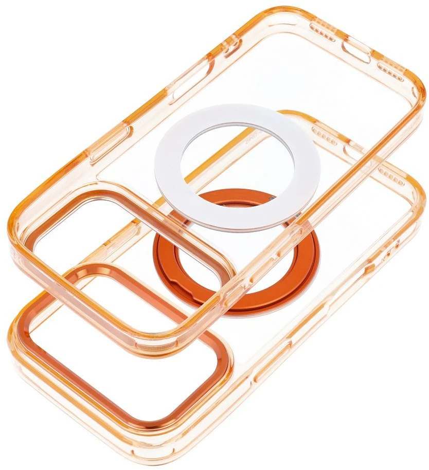 Dėklas Oem Case for iPhone 18 Pro Max / 17 Pro Max Frame Circle Stand compatible with MagSafe oranžinis