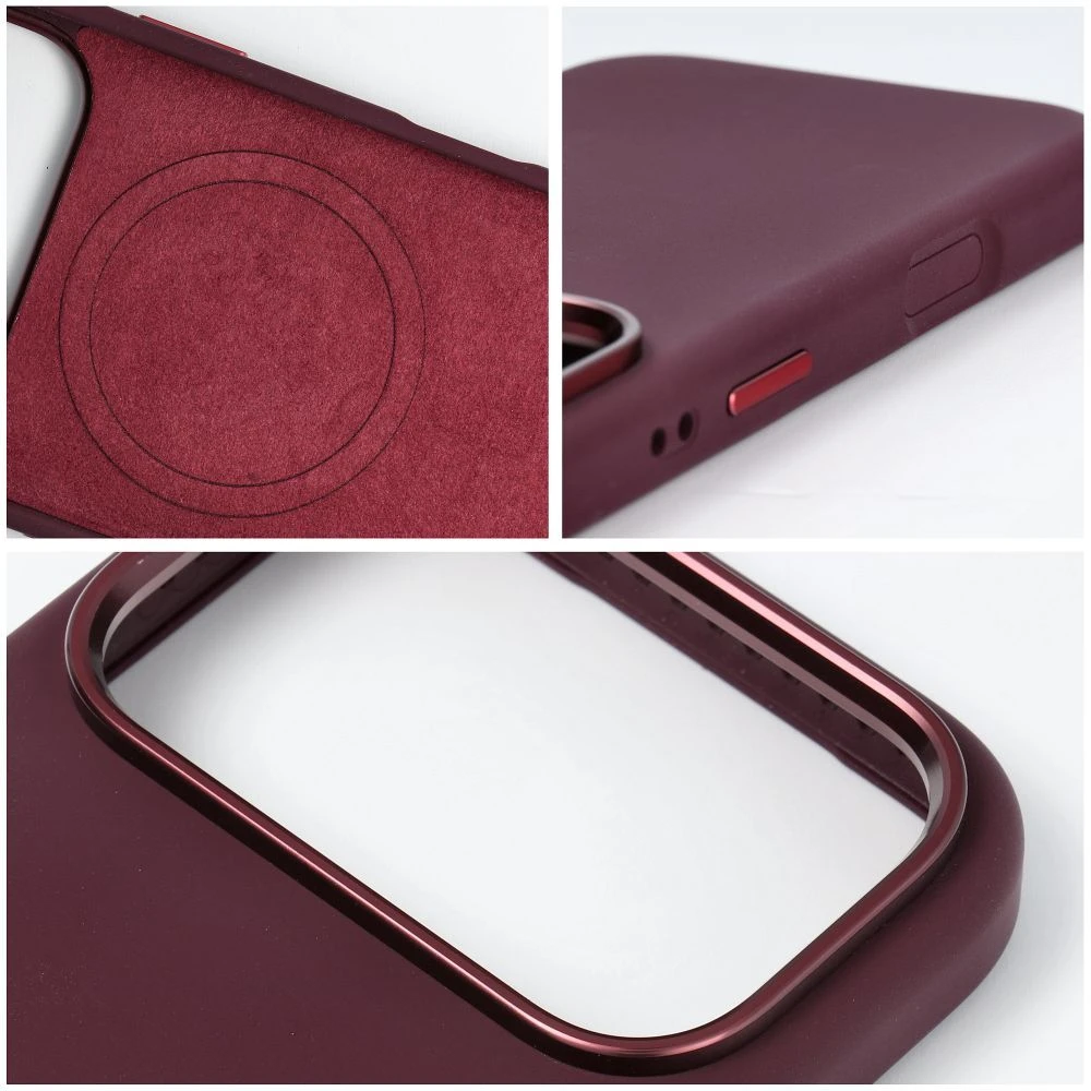 Dėklas iPhone 18 Pro Max / 17 Pro Max Forcell F-Protect Frame Premium, suderinamas su Magsafe, tamsiai vyšninės spalvos