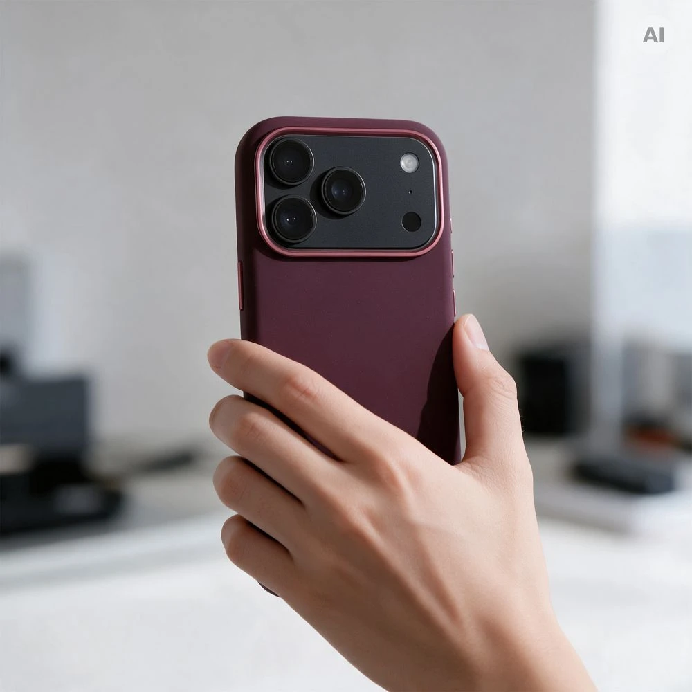 Dėklas iPhone 18 Pro Max / 17 Pro Max Forcell F-Protect Frame Premium, suderinamas su Magsafe, tamsiai vyšninės spalvos