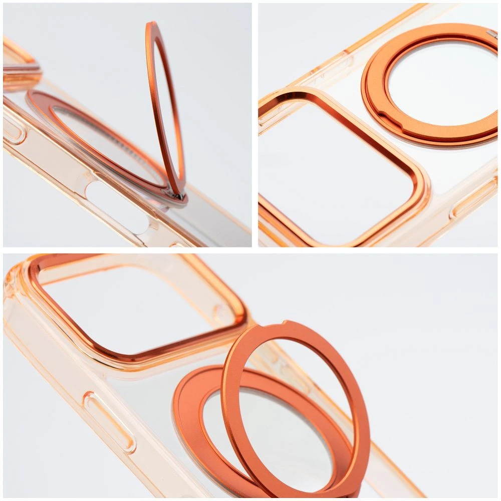 Dėklas Oem Case for iPhone 18 Pro Max / 17 Pro Max Frame Circle Stand compatible with MagSafe oranžinis