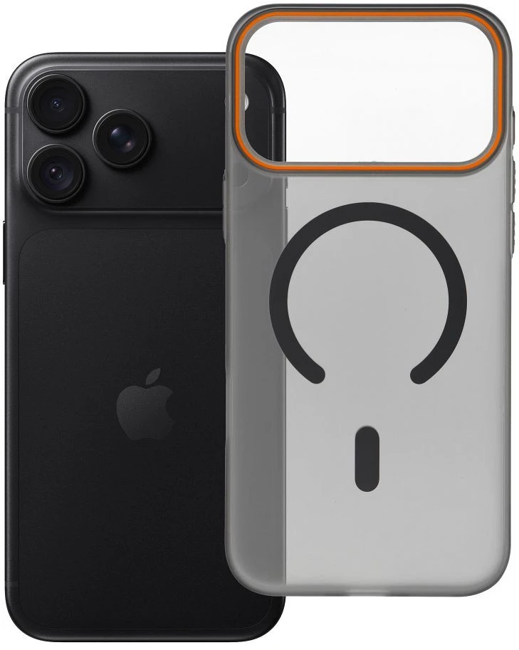 Oem dėklas, skirtas iPhone 18 Pro Max / 17 Pro Max Go Oranžinis, suderinamas su MagSafe, juodas