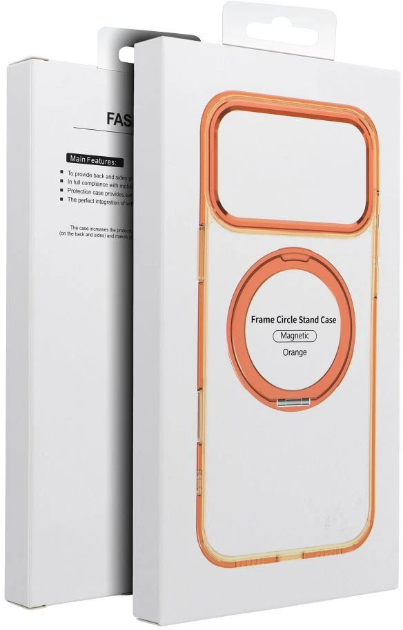 Dėklas Oem Case for iPhone 18 Pro Max / 17 Pro Max Frame Circle Stand compatible with MagSafe oranžinis