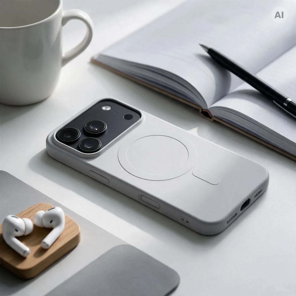 Dėklas Oem Case for iPhone 18 Pro Max / 17 Pro Max Silicone Mag Cover compatible with MagSafe (big hole) sidabrinis