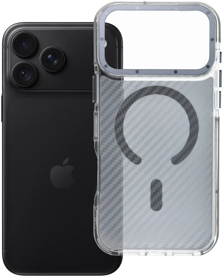 Oem iPhone 18 Pro Max / 17 Pro Max dėklas Fiber, suderinamas su MagSafe, pilkas