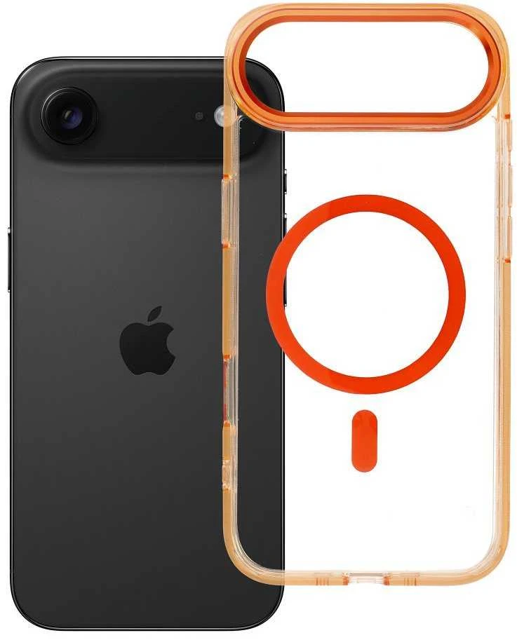 OEM dėklas, skirtas „iPhone 17 AIR Frame Clear Hybrid Mag Cover“, suderinamas su „MagSafe Hermes Oranžinis“