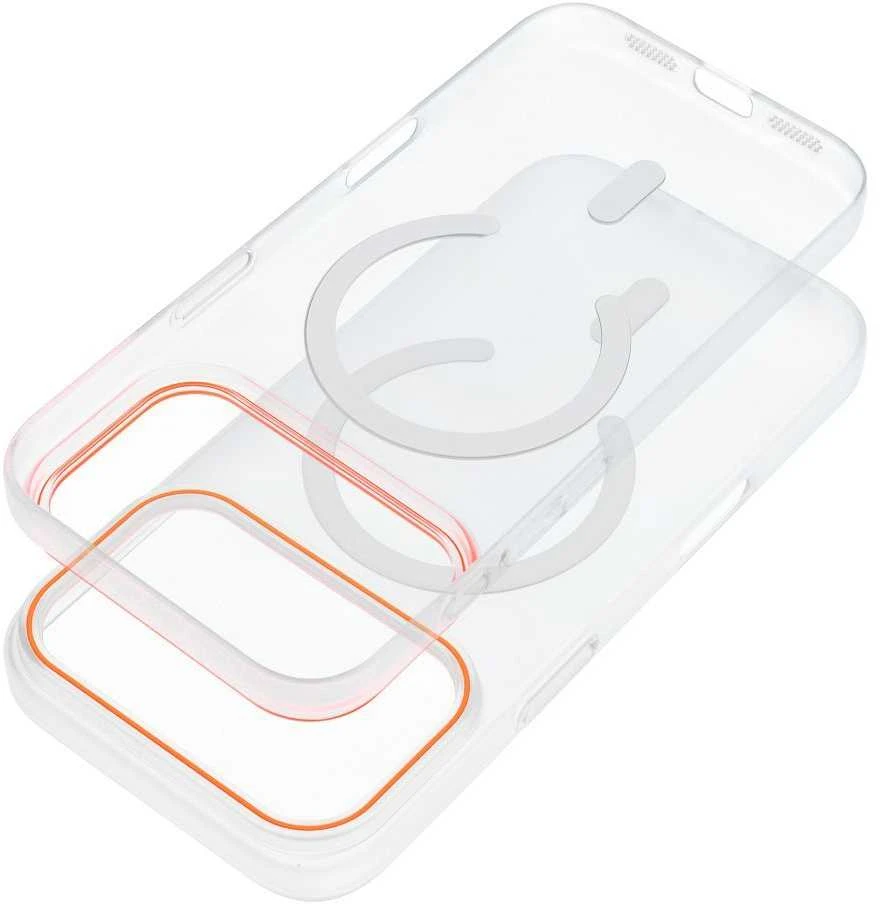 Oem Originalus „iPhone 17 AIR Go“ dėklas, oranžinis, suderinamas su „MagSafe“ ir permatomas.