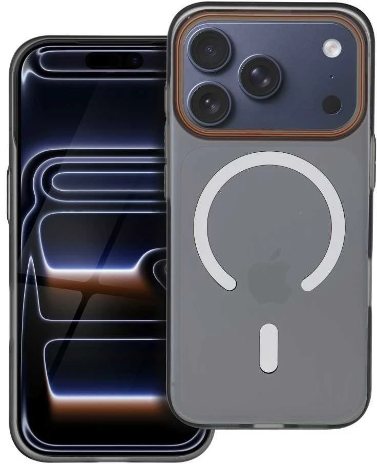 OEM dėklas, skirtas iPhone 17 Pro Max / 18 Pro Max (žemas kameros kraštas), oranžinis, suderinamas su MagSafe juodas