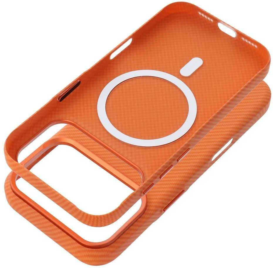 Oem Originalus „iPhone 17 Pro Max / 18 Pro Max“ dėklas (žemas kameros kraštas), „K-Look“, suderinamas su „MagSafe“, oranžinis
