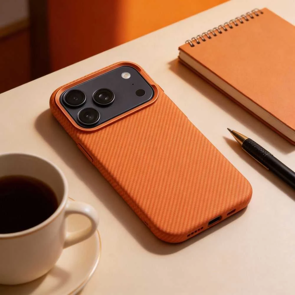Oem Originalus „iPhone 17 Pro / 18 Pro“ dėklas (žemas kameros kraštas), „K-Look“, suderinamas su „MagSafe“, oranžinis