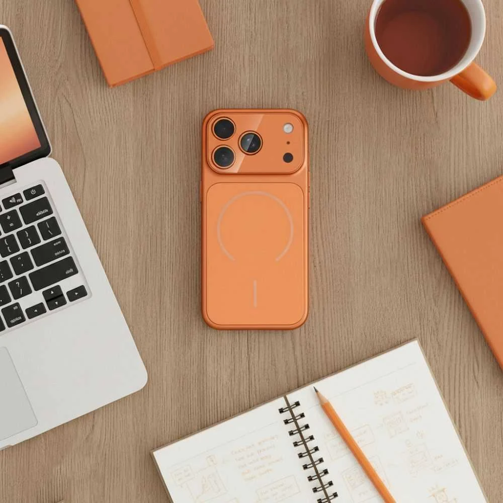OEM dėklas, skirtas iPhone 11 PRO MAX Make 17, suderinamas su MagSafe, oranžinis
