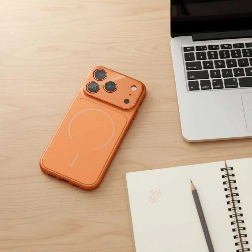 OEM dėklas, skirtas iPhone 11 PRO MAX Make 17, suderinamas su MagSafe, oranžinis