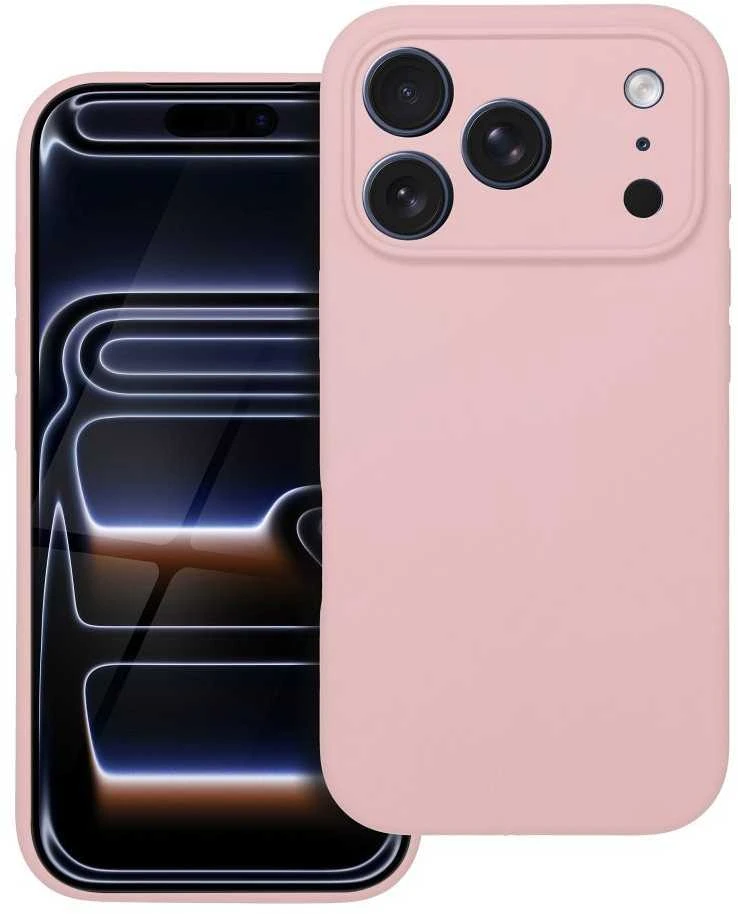 OEM dėklas, skirtas iPhone 17 Pro / 18 Pro (žemas kameros kraštas), silikoninis 2 mm (apsauga nuo kameros), miltelinės rožinės spalvos