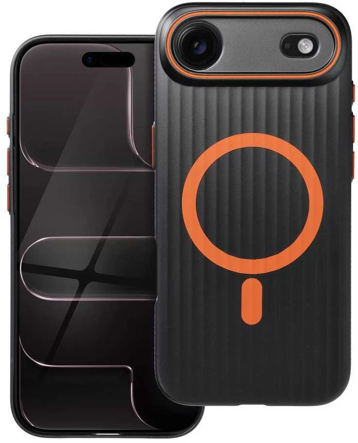 Simply Originalus „iPhone 17 AIR“ dėklas, suderinamas su „MagSafe“ titano juodais dėklais.