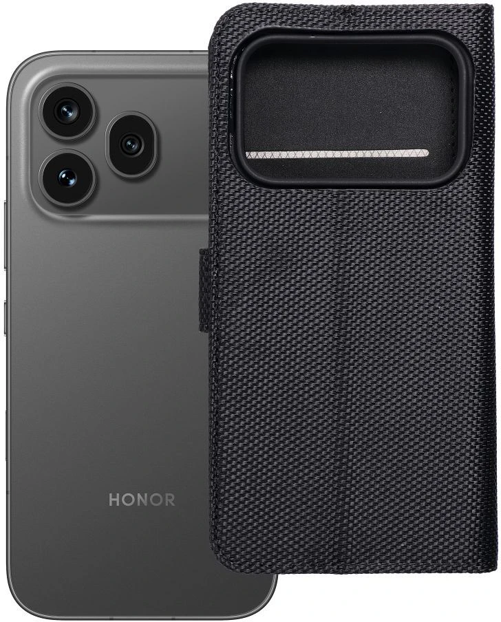 OEM atverčiamas dėklas Honor 600 PRO 4Card RFID apsaugos nuo vagystės technologijos audinio juodas
