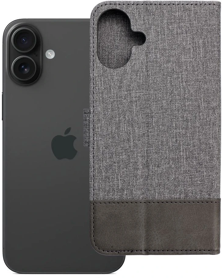 Oem Flip dėklas iPhone 16 PLUS Gomma Book pilka