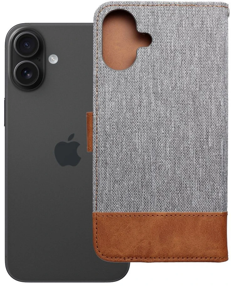 OEM atverčiamas dėklas, skirtas iPhone 16 PLUS, džinsinio popieriaus pilka spalva