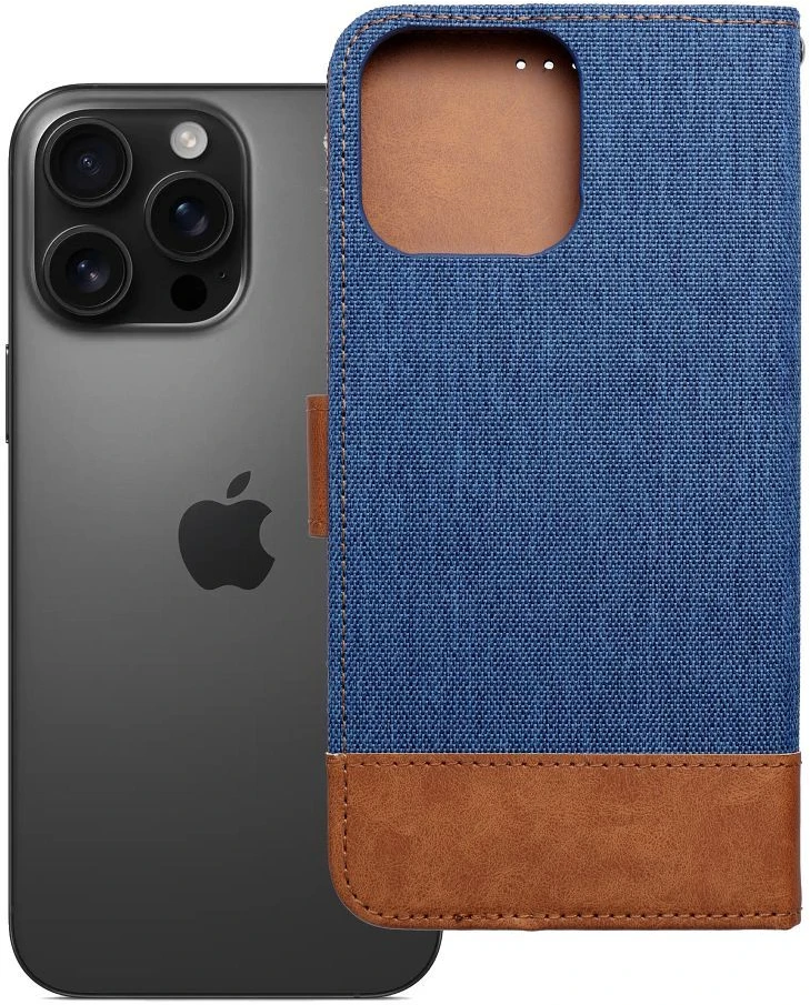OEM atverčiamas dėklas iPhone 16 PRO MAX Jeans Book mėlynas