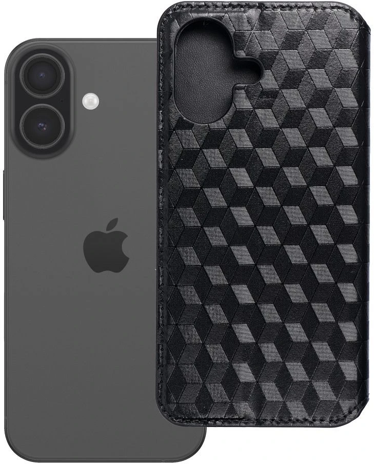 OEM atverčiamas dėklas iPhone 17 / 18 Cubic Book juodas