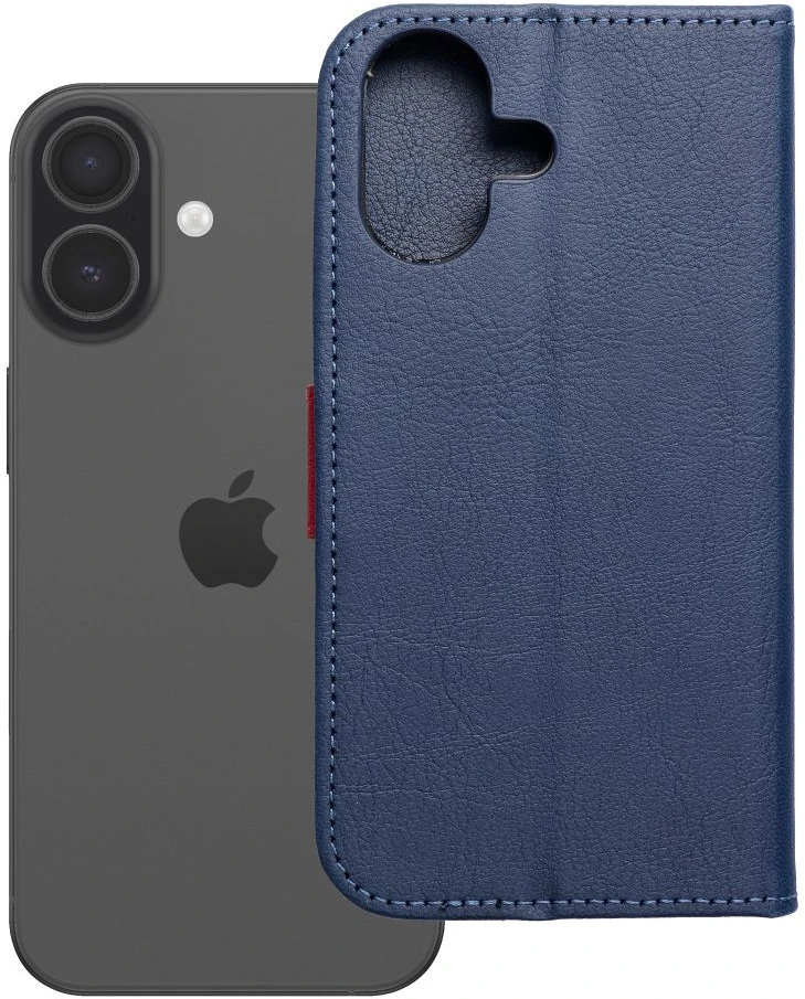 OEM atverčiamas dėklas, skirtas iPhone 17 / 18, „Split Book“, tamsiai mėlynas ir raudonas