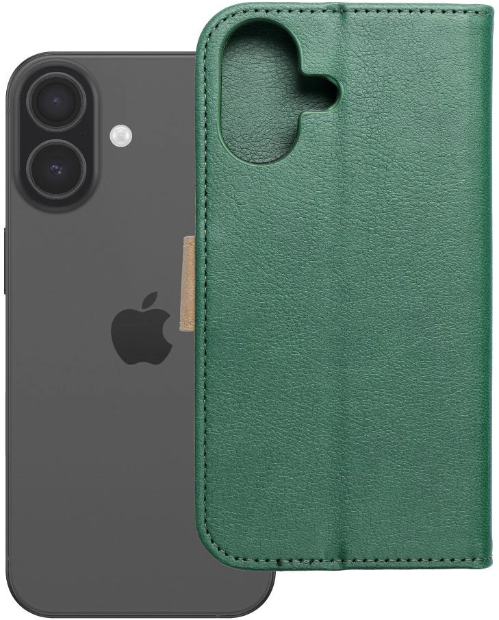 OEM atverčiamas dėklas iPhone 17 / 18 Split Book žalias ir auksinis