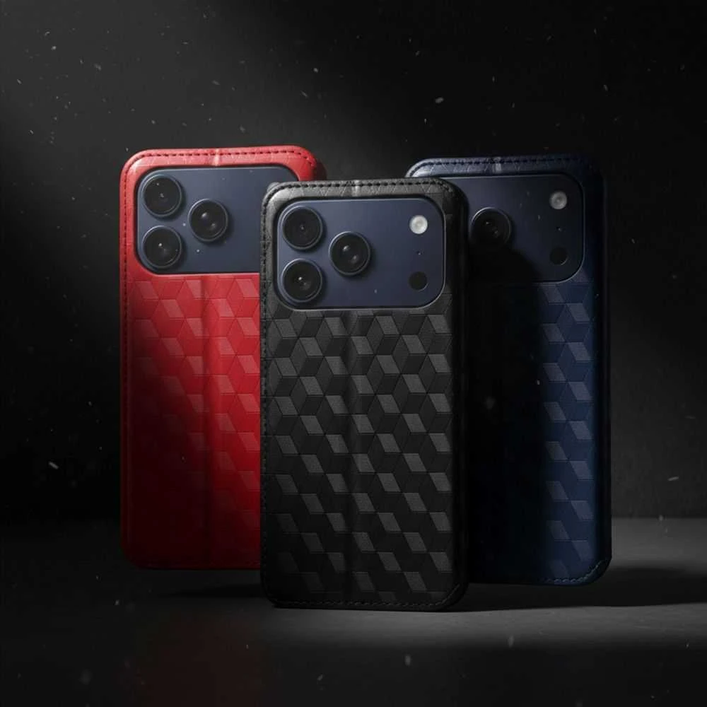 OEM atverčiamas dėklas iPhone 17 / 18 Cubic Book juodas