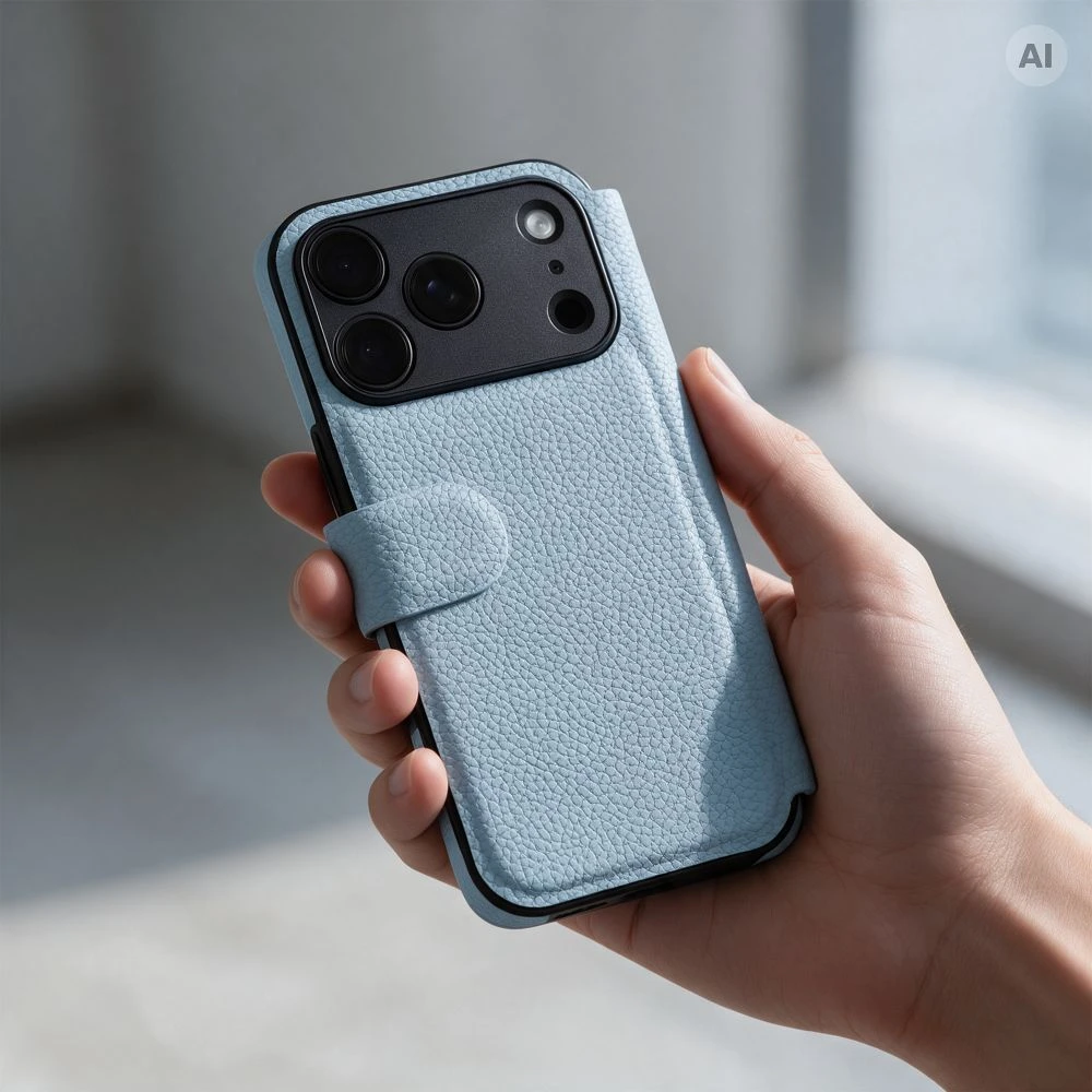 Oem Flip case for iPhone 17 PRO / 18 PRO Max Protect light mėlynas
