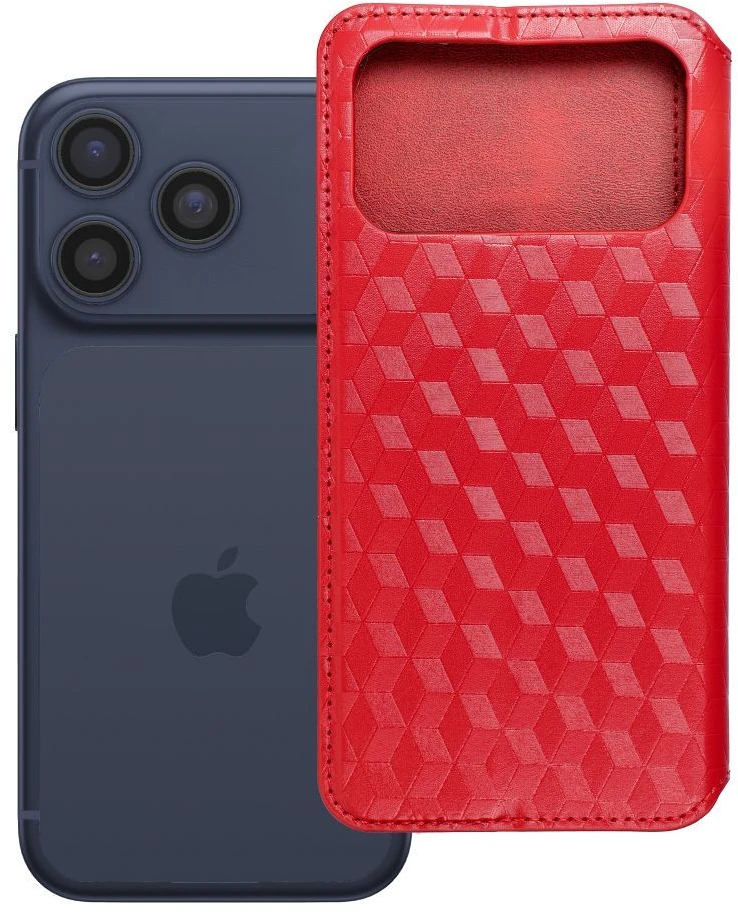 OEM atverčiamas dėklas, skirtas iPhone 17 PRO MAX / 18 PRO MAX, kubinio laikiklio formos, raudonas