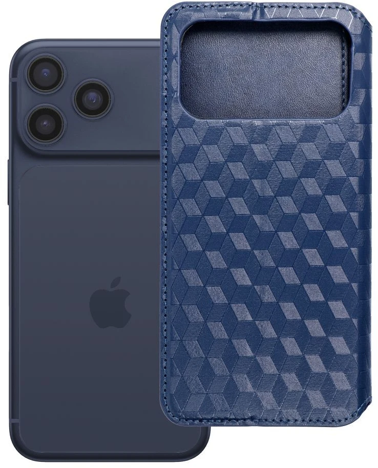 OEM atverčiamas dėklas iPhone 17 PRO MAX / 18 PRO MAX Cubic Book mėlynas