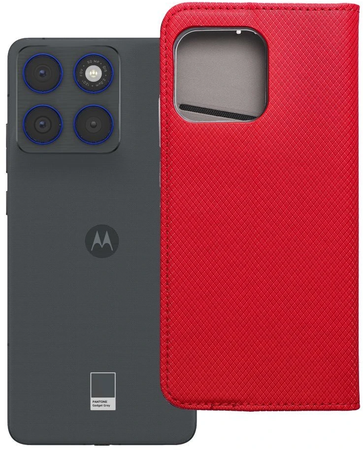 Oem Originalus atverčiamas dėklas Motorola EDGE 70 Smart Case Book, raudonas