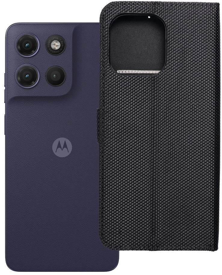 OEM atverčiamas dėklas Motorola G17 4Card RFID apsaugos nuo vagystės techninis audinys juodas