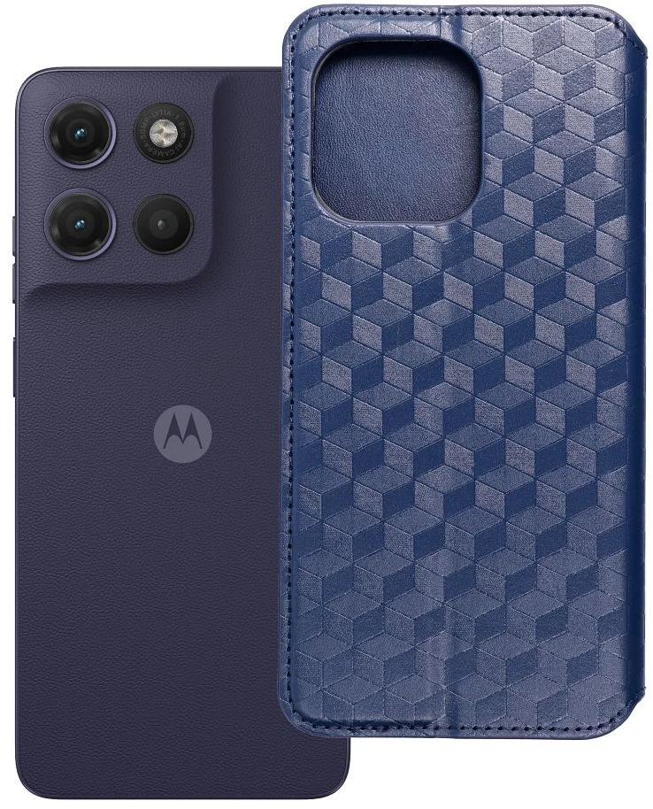 OEM atverčiamas dėklas Motorola G17 Cubic Book mėlynas