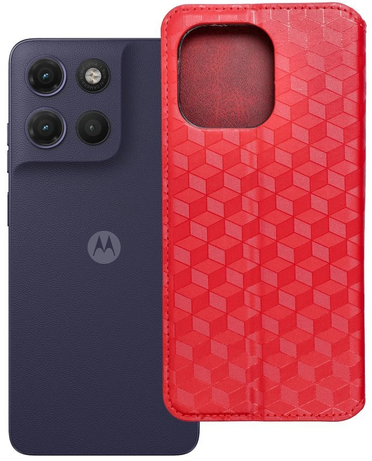Oem Originalus atverčiamas dėklas Motorola G17 Cubic Book, raudonas