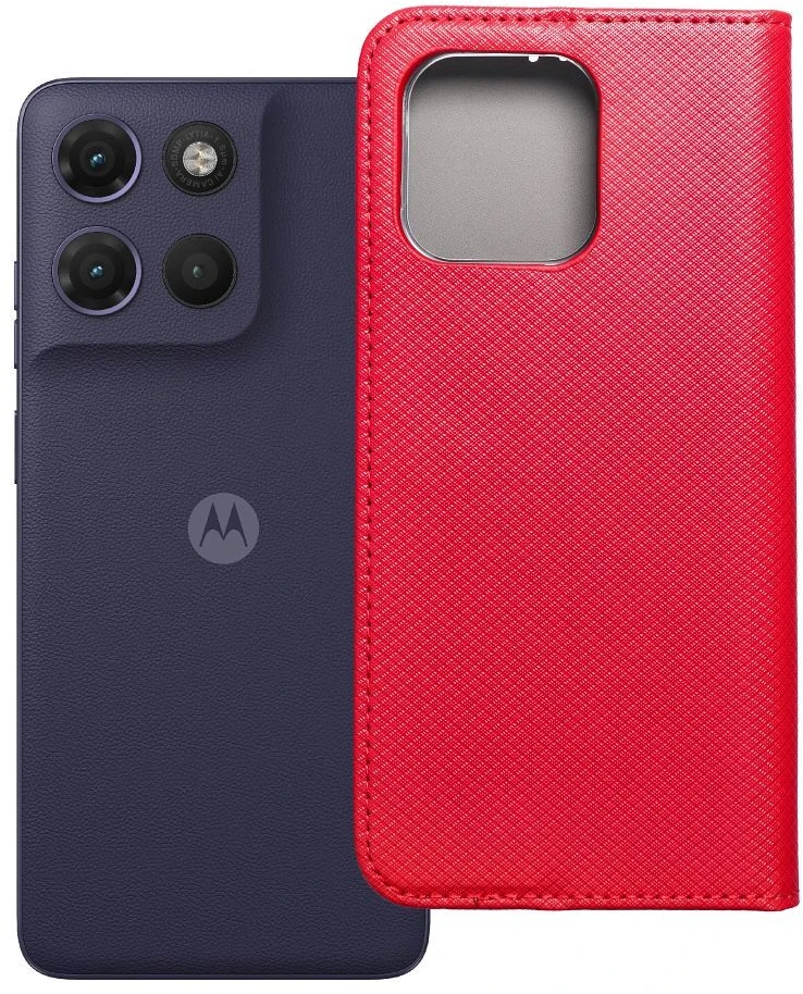 OEM „Flip“ dėklas, skirtas „Motorola G17 POWER“, išmanusis dėklas su knygelės dangteliu, raudonas