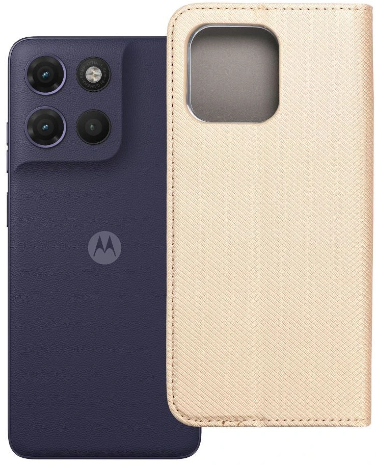 Oem Flip case, skirtas „Motorola G17 POWER“ – išmaniojo telefono knygelės tipo dėklas, auksinės spalvos