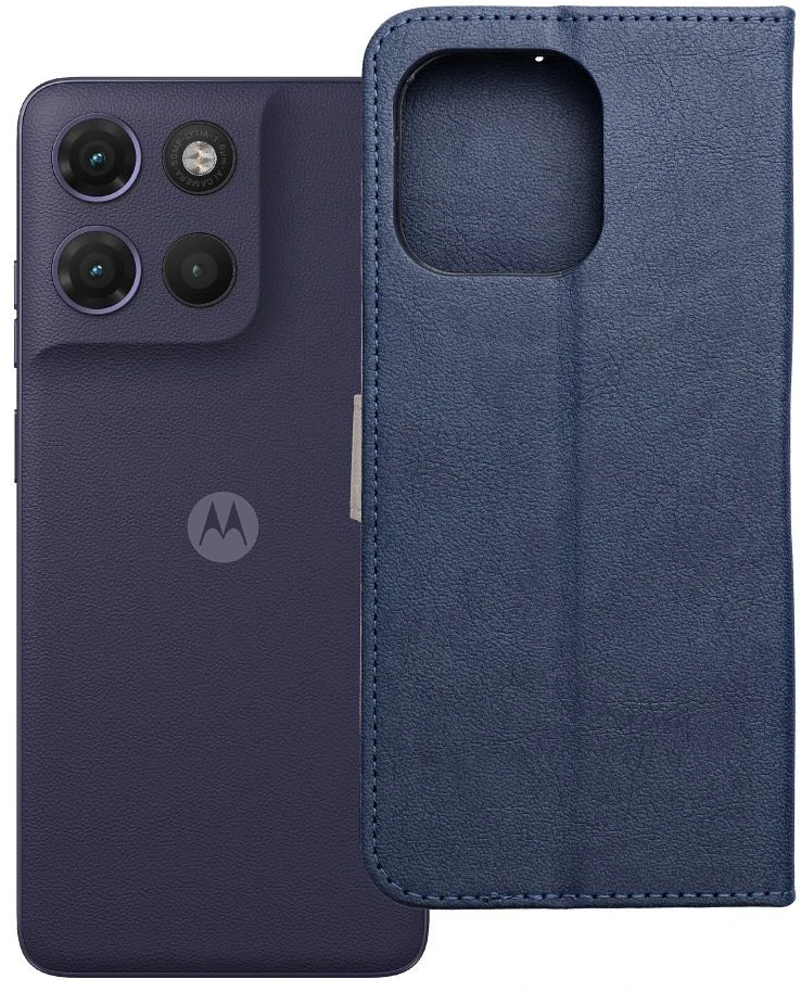 Oem „Flip“ dėklas skirtas Motorola G17 POWER „Split Book“ tamsiai mėlynos ir kreminės spalvos