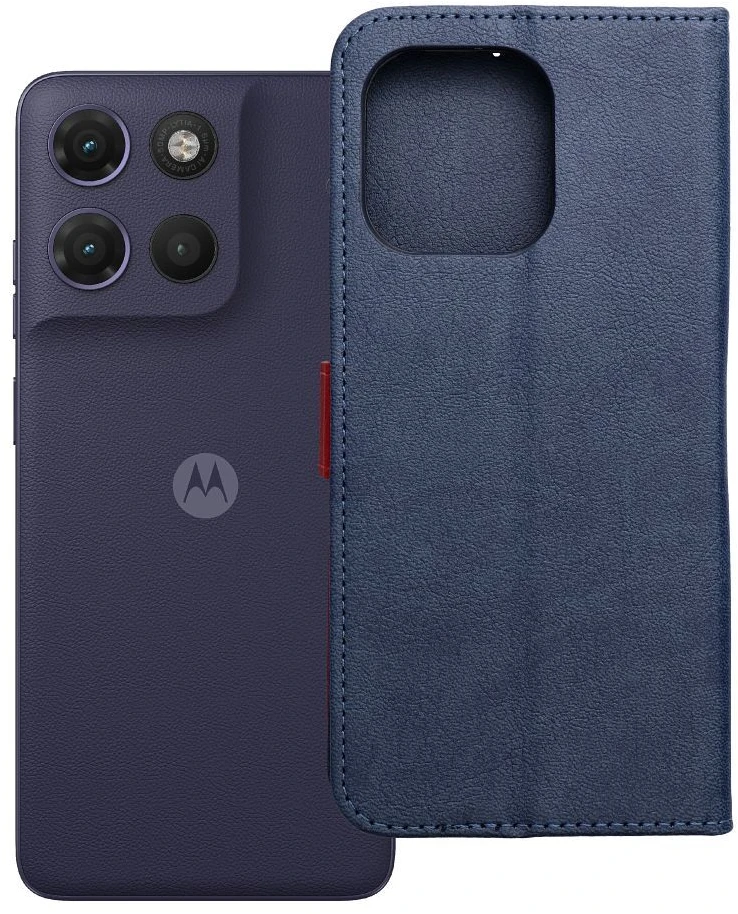Oem „Flip” dėklas, skirtas „Motorola G17 POWER”, Split Book, tamsiai mėlynas ir raudonas