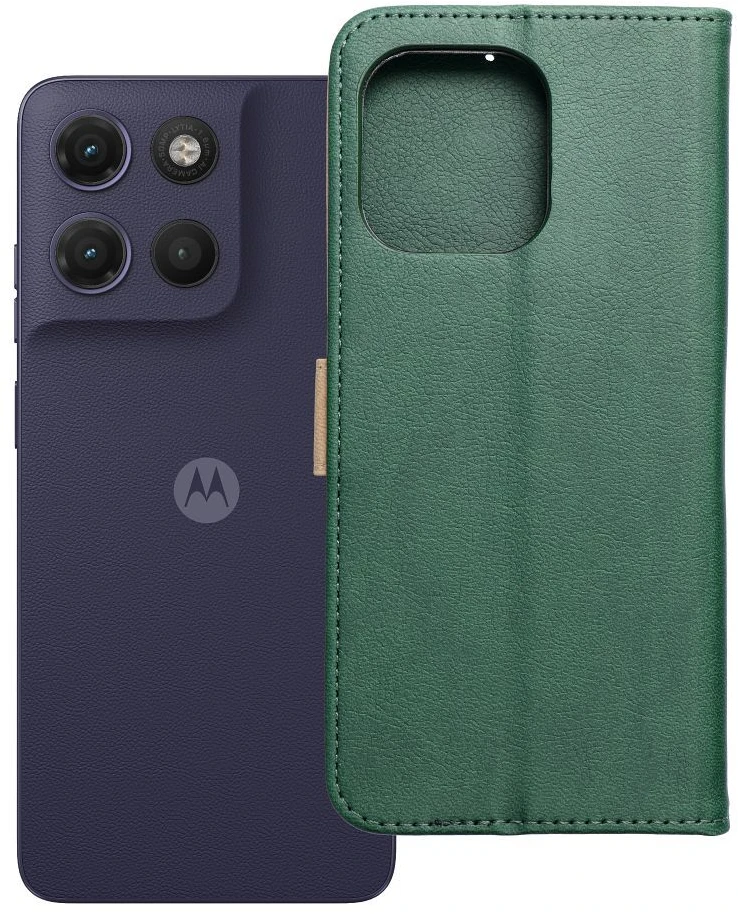 Dėklas Oem Flip case for Motorola G17 Split Book žalias and auksinis