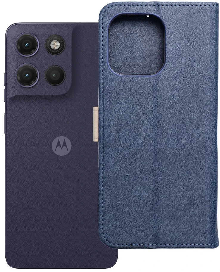 OEM atverčiamas dėklas Motorola G17 Split Book, tamsiai mėlynas ir kreminis