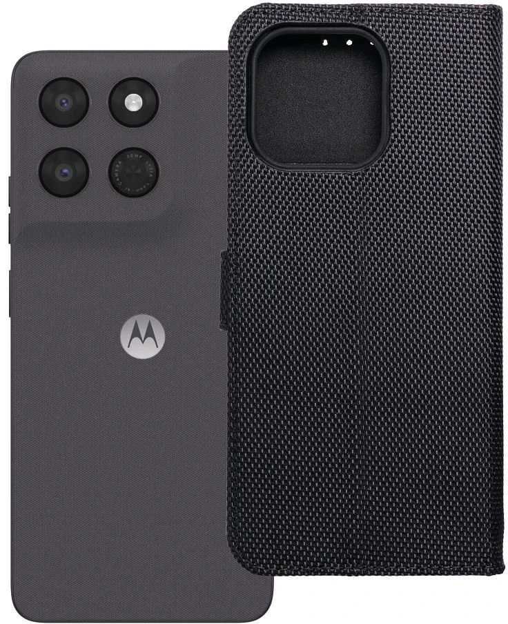 OEM atverčiamas dėklas Motorola G37 4Card RFID apsaugos nuo vagystės techninis audinys juodas