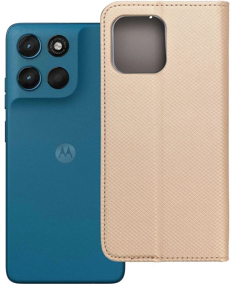 OEM atverčiamas dėklas Motorola G57 POWER Smart Case Book auksinis