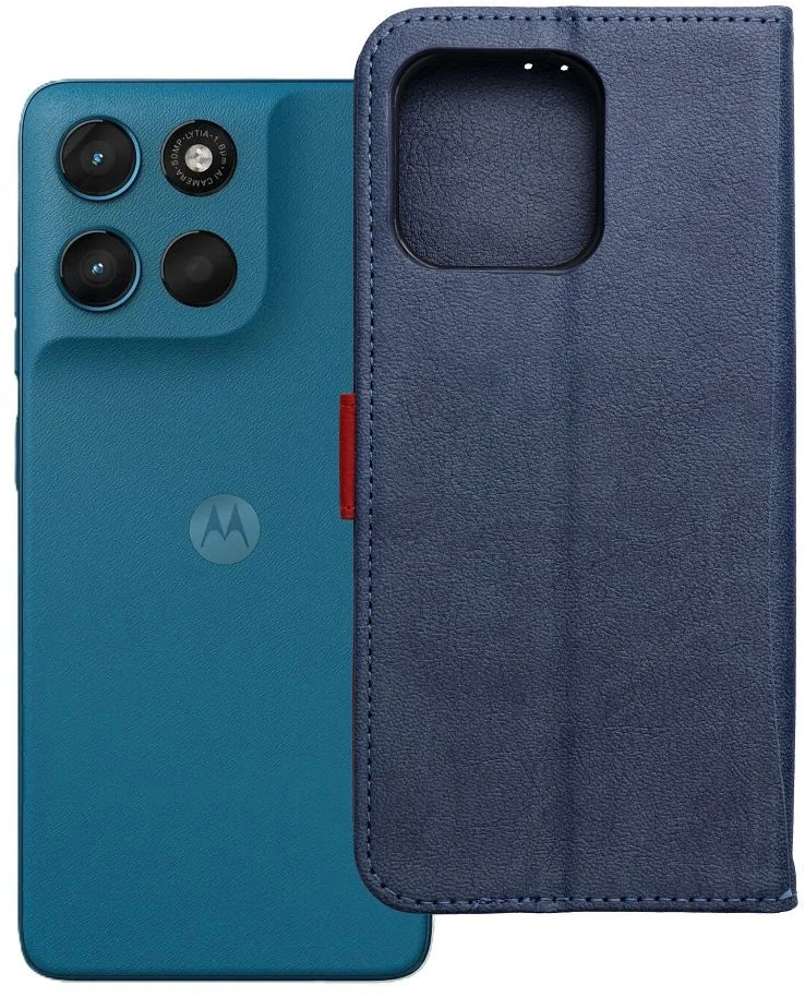 „OEM Flip dėklas, skirtas Motorola G57 POWER Split Book, tamsiai mėlynas ir raudonas“