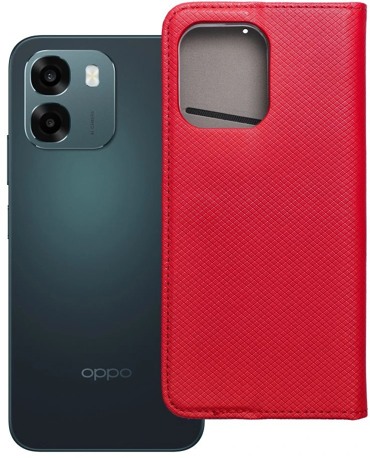 OEM atverčiamas dėklas, skirtas Oppo A6 Smart Case Book, raudonas